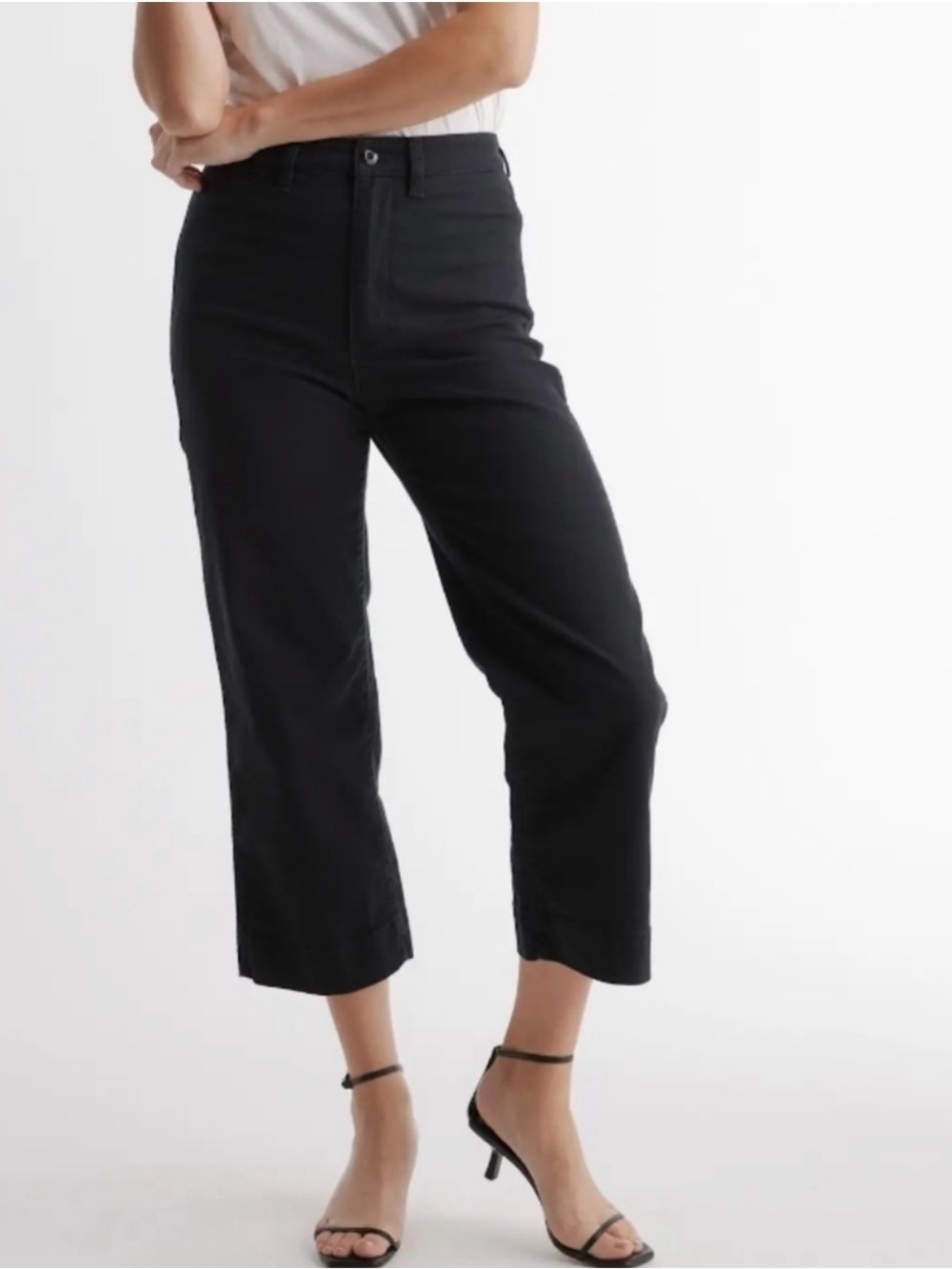 Quince Stretch Cotton Twill Wide Leg Crop Pant